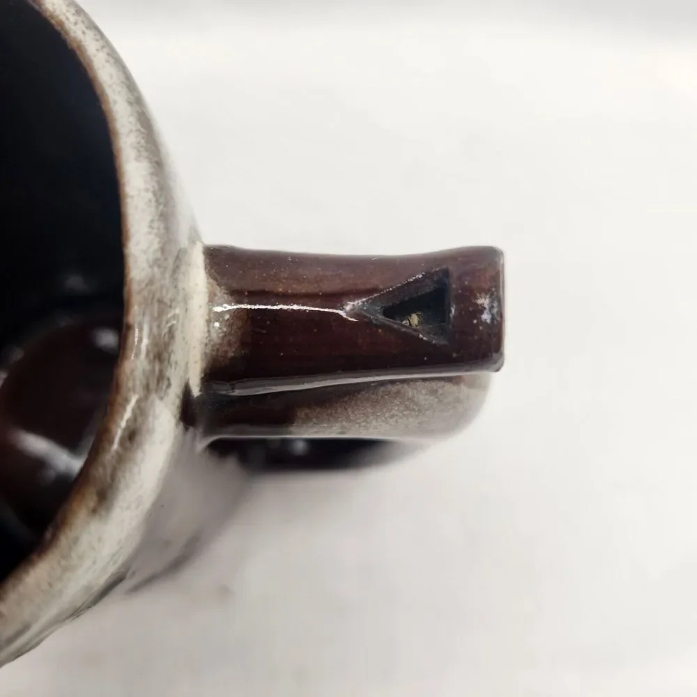 VTG Beer Mug Wet Your Whistle Went to P‎ Brown Ceramic Drip Glaze Cup Fun Gift